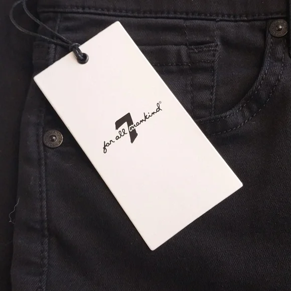 7 For All Mankind NWT Women's Size 28 Black Slim Trouser Flare Denim Jeans Pants - Picture 7 of 15